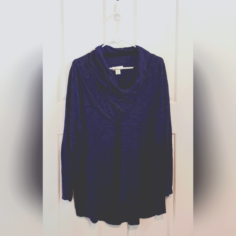 Style & Co. Purple Cowl Neck Sweater with Elegant Draped Design